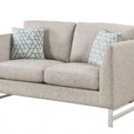 35′ X 62′ X 36′ Beige Linen Upholstery Metal Leg Loveseat w2 Pillows