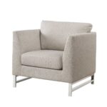 35′ X 38′ X 36′ Beige Linen Upholstery Metal Leg Chair