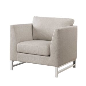 35' X 38' X 36' Beige Linen Upholstery Metal Leg Chair