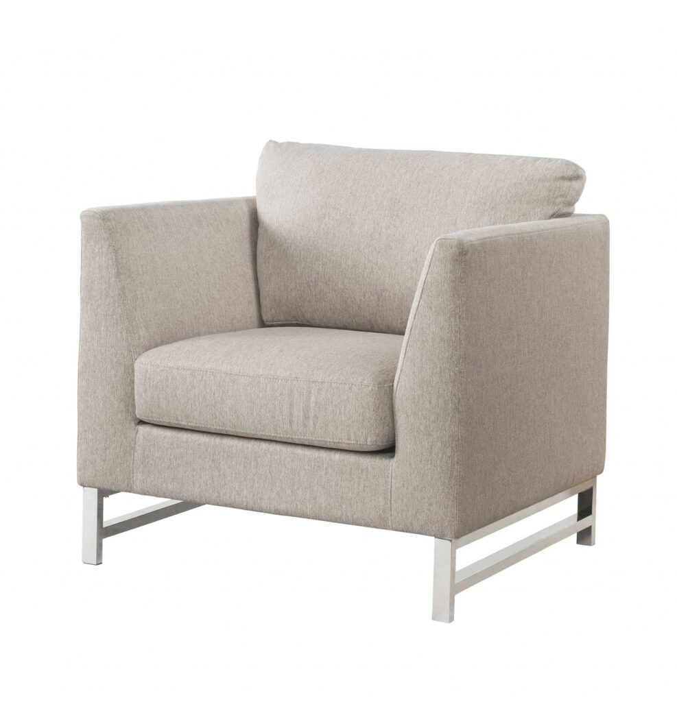 35′ X 38′ X 36′ Beige Linen Upholstery Metal Leg Chair