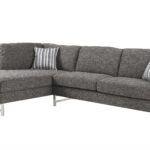 75′ X 113′ X 36′ Gray Linen Upholstery Metal Leg Sectional Sofa