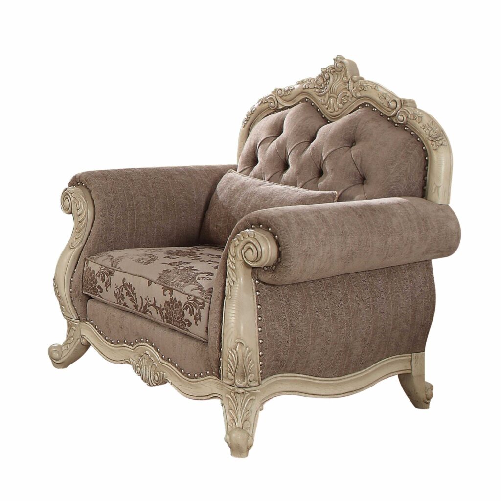 35′ X 46′ X 42′ Gray Fabric Antique White Upholstery Poly Resin Chair w1 Pillow
