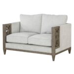 38′ X 55′ X 35′ Fabric Salvaged Natural Upholstery Wood Leg Loveseat
