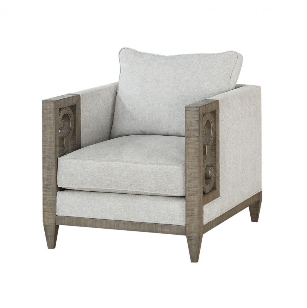 38′ X 33′ X 35′ Fabric Salvaged Natural Upholstery Wood Leg Chair