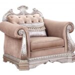 42′ X 48′ X 42′ Velvet Antique Champagne Upholstery Poly-Resin Chair w1 Pillow