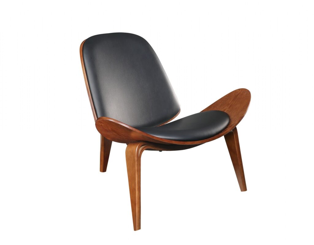 30′ X 36′ X 30′ Black Bonded Leather Walnut Wood Upholstered (Seat) Accent Chair