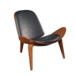 30′ X 36′ X 30′ Black Bonded Leather Walnut Wood Upholstered (Seat) Accent Chair