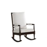 25′ X 33′ X 41′ Cream Fabric Walnut Wood Upholstered (Seat) Rocking Chair