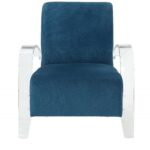 Teal Velvet Clear Arm Accent Chair