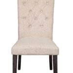 26′ X 21′ X 41′ Beige Linen Upholstery and Weathered Espresso Wood Side Chair  Set of 2