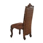 27′ X 22′ X 49′ 2Tone Brown Faux Leather Fabric Cherry Oak Upholstery Finish Side Chair Set2