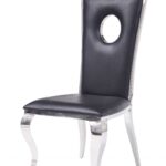 19′ X 21′ X 44′ Faux Leather Stainless Steel Upholstered Seat Side Chair Set2