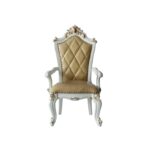 27′ X 28′ X 48′ Faux Leather Antique Pearl Wood Finish Seat Arm Chair Set2