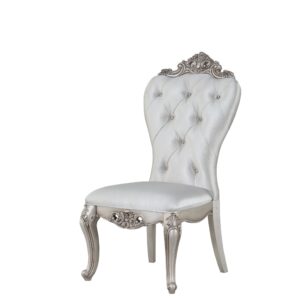 Natural Walnut and Black Faux Leather Metal Dining Chair