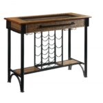 19′ X 53′ X 41′ Walnut Black Metal Wood Glass Bar Table