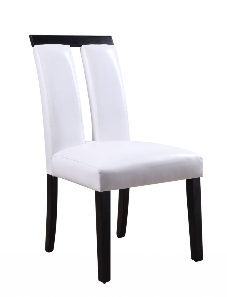 21′ X 26′ X 39′ White Faux Leather Upholstered Seat and Black Wood Side Chair