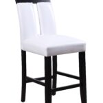 19′ X 24′ X 41′ White Faux Leather Upholstered Seat and Black Wood Counter Height Chair  Set of 2