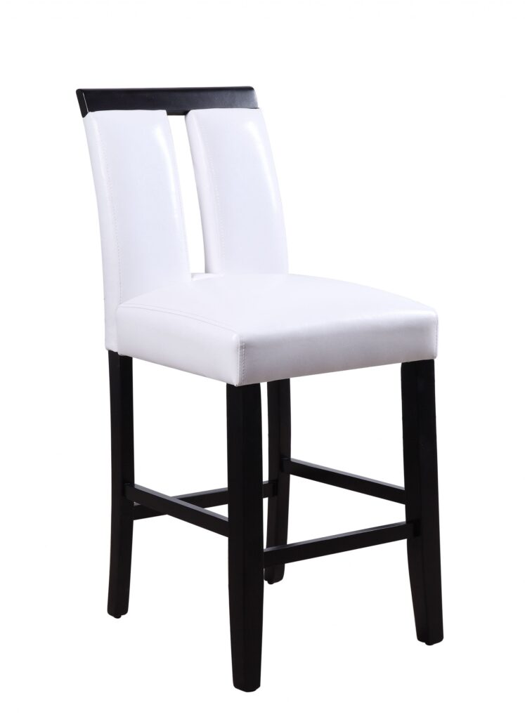 19′ X 24′ X 41′ White Faux Leather Upholstered Seat and Black Wood Counter Height Chair  Set of 2
