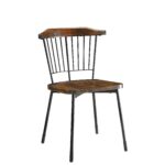 21′ X 19′ X 32′ Brown Oak Wood and Black Metal Base Side Chair – Set of 2