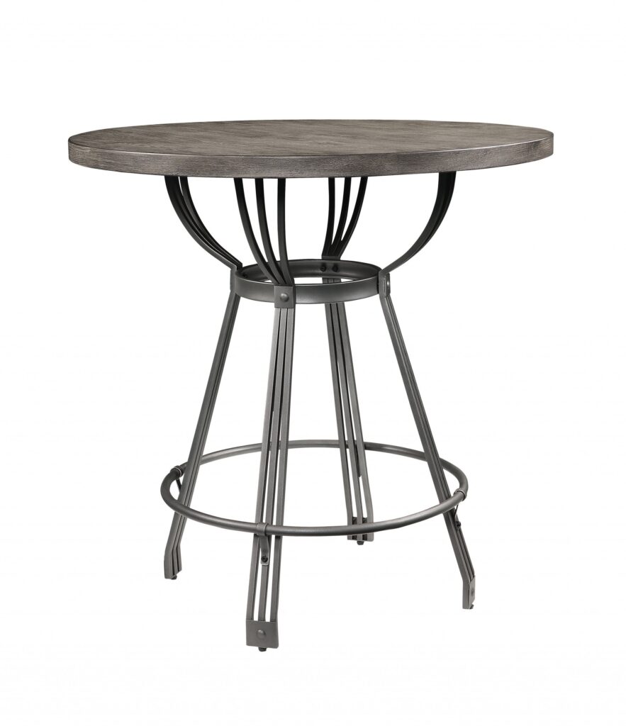 36′ X 36′ X 36′ Gray Oak Gunmetal Metal Wood 5Pc Pk Counter Height Set