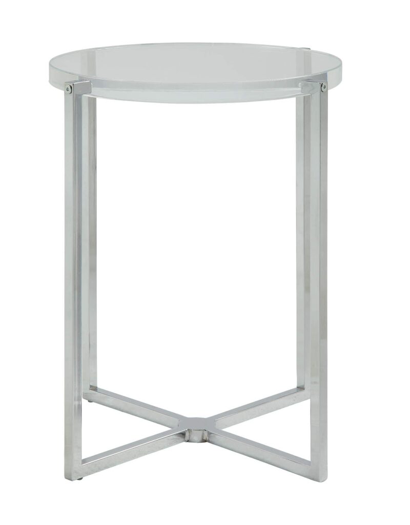 18′ X 18′ X 19′ Clear Acrylic Chrome Metal Side Table