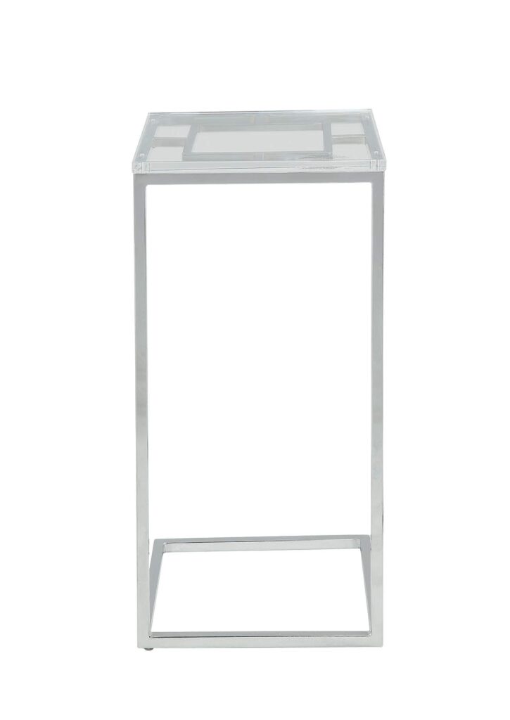 13′ X 13′ X 26′ Clear Acrylic Chrome Metal Side Table