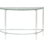 18′ X 48′ X 29′ Clear Acrylic Chrome Glass Metal Sofa Table
