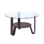 31′ X 31′ X 18′ Dark Walnut Clear Glass Wood Coffee Table