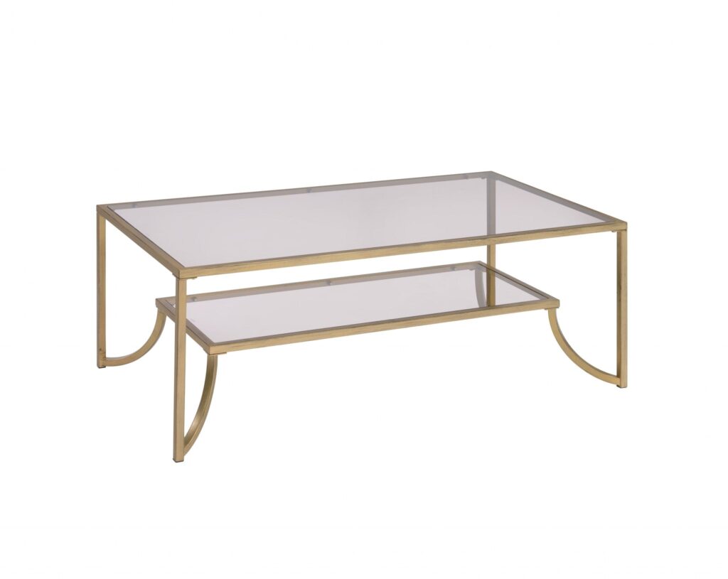 24′ X 48′ X 18′ Antique Gold Smoky Glass Metal Coffee Table