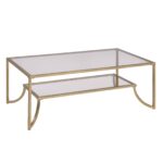 24′ X 48′ X 18′ Antique Gold Smoky Glass Metal Coffee Table