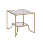 24′ X 24′ X 24′ Antique Gold Smoky Glass Metal End Table