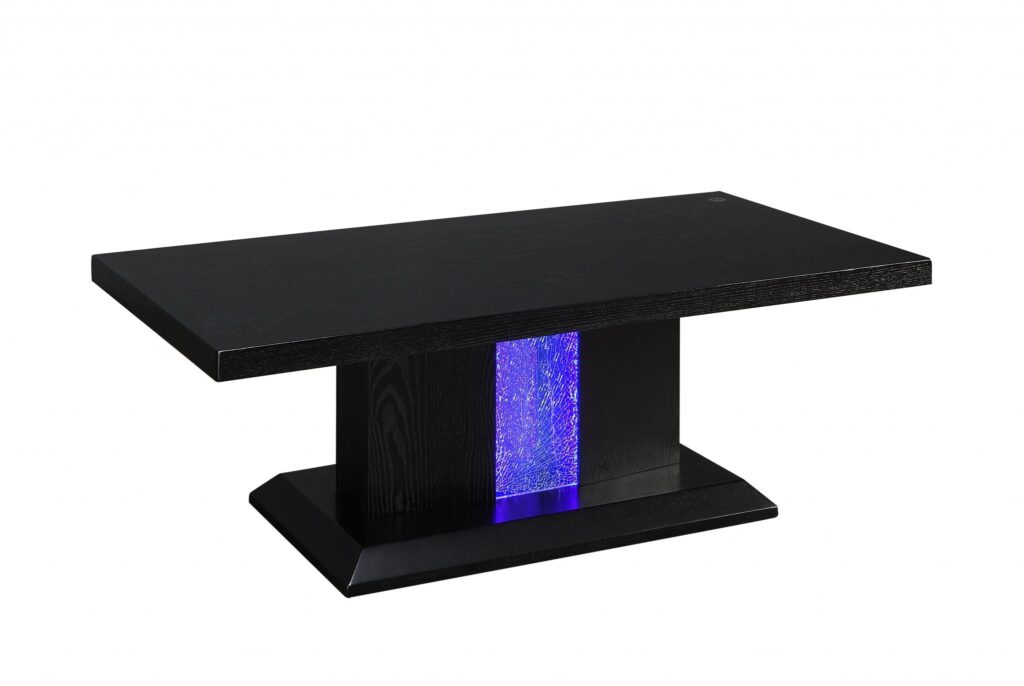 26′ X 50′ X 18′ Black LED Wood Glass Coffee Table