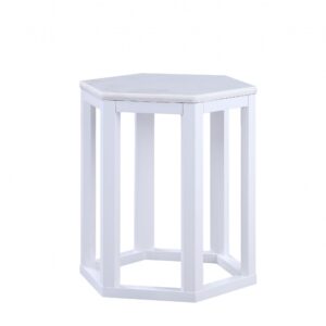 16' X 18' X 20' White Marble Wood 2Pc Pk End Table