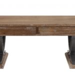 Industrial Style Antiqued Oak Finish Coffee Table with Black Accents