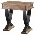 20′ X 22′ X 25′ Antique Oak Black Wood Metal End Table