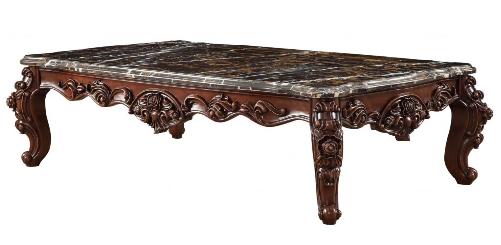 40′ X 71′ X 20′ Marble Walnut Wood Coffee Table