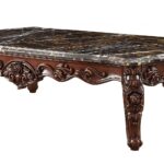 40′ X 71′ X 20′ Marble Walnut Wood Coffee Table