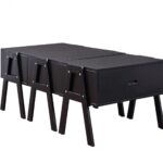 Sleek Black Rectangular Convertible Coffee Table