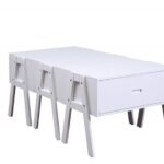 Sleek White Rectangular Convertible Coffee Table