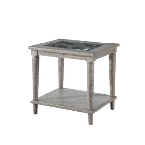 24' X 24' X 24' Antique White Solid Wood End Table
