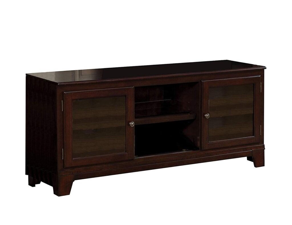 19′ X 58′ X 26′ Merlot Wood Glass TV Stand TV Stand