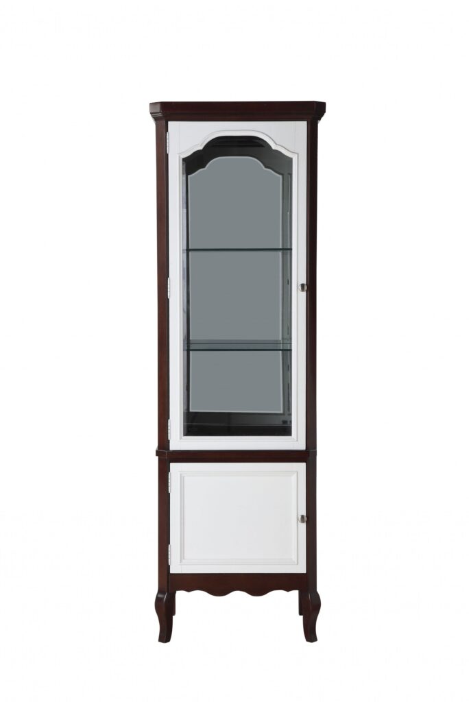 18′ X 26′ X 78′ Walnut White Wood Curio Cabinet