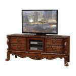 19′ X 79′ X 31′ Cherry Oak Wood Poly Resin Glass TV Console