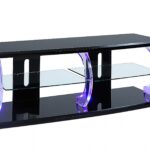 18′ X 60′ X 22′ Black Clear Glass Wood Veneer (Melamine) TV Stand (LED)