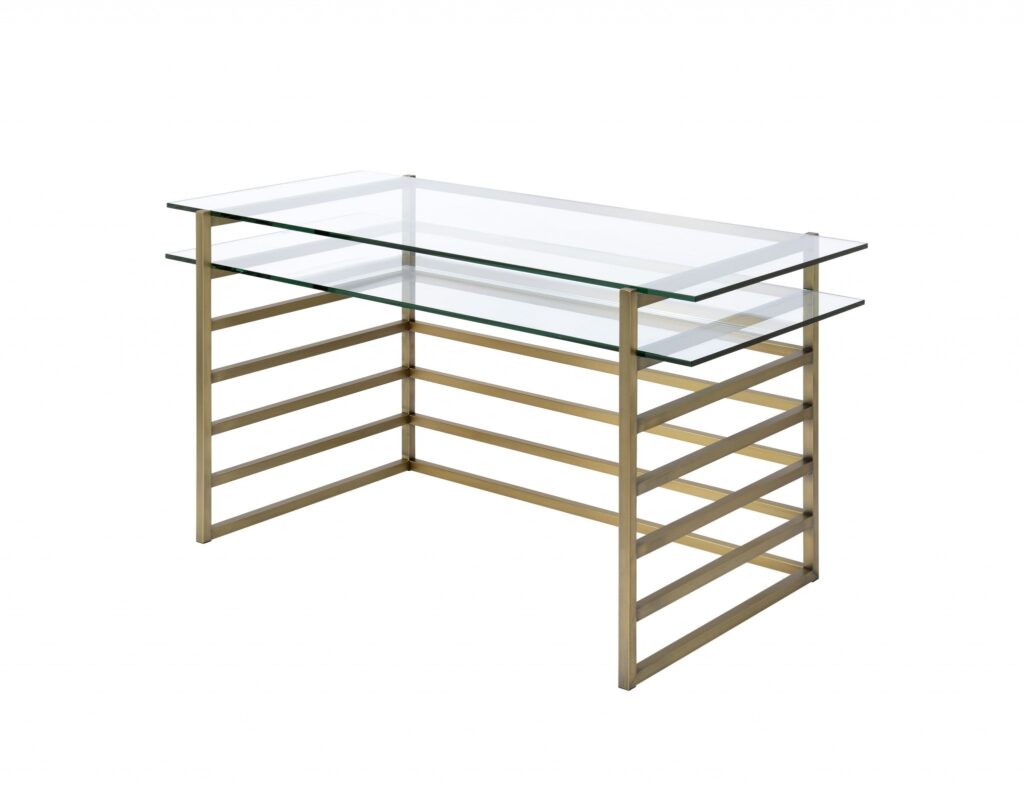 28′ X 56′ X 31′ Antique Gold Clear Glass Metal Desk