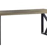 31″ X 34″ X 70″ Aluminum, Metal, and Engineered Wood Desk, Gold Aluminum