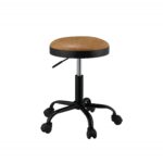 Vintage Caramel Upholstered Adjustable Set of 2 Stools