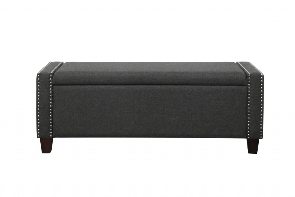 17′ X 53′ X 19′ Dark Olive Linen Upholstery Wood Leg Bench wStorage