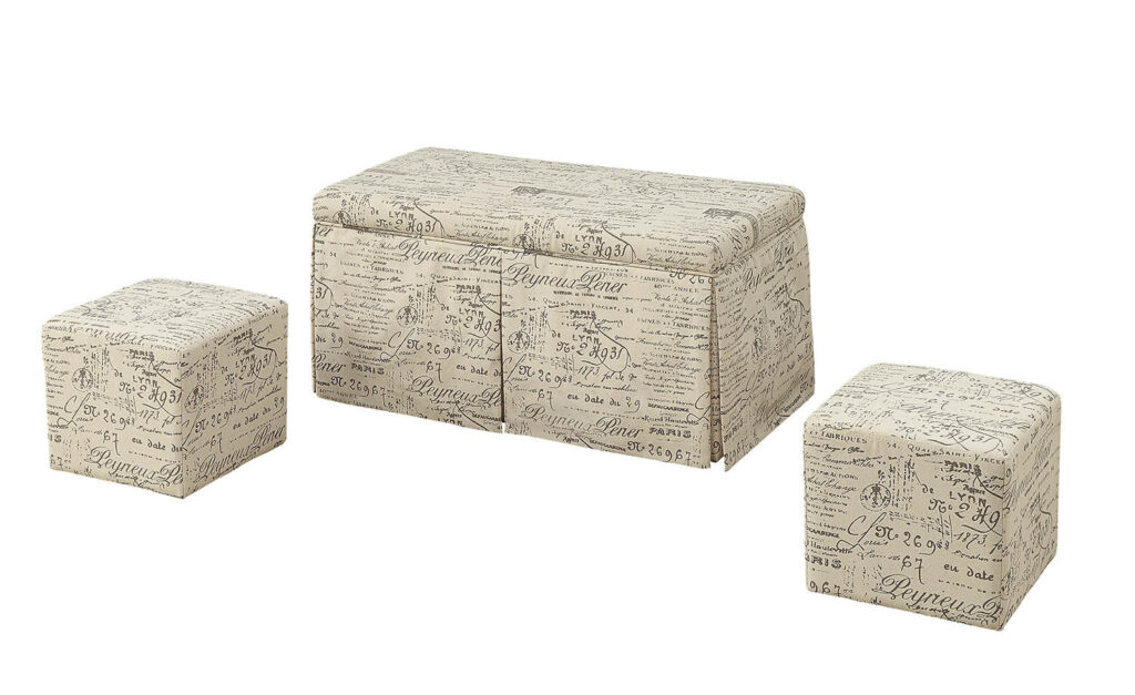 18′ X 36′ X 18′ Pattern Fabric Upholstery 3Pc Pk Bench  Ottomans