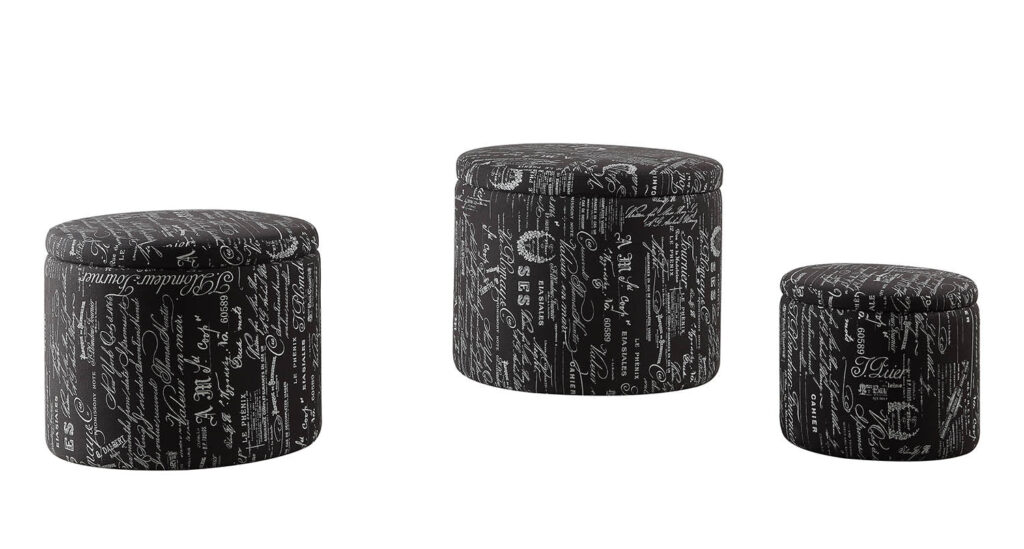 22′ X 22′ X 18′ Pattern Fabric Upholstery 3Pc Pk Ottomans wStorage